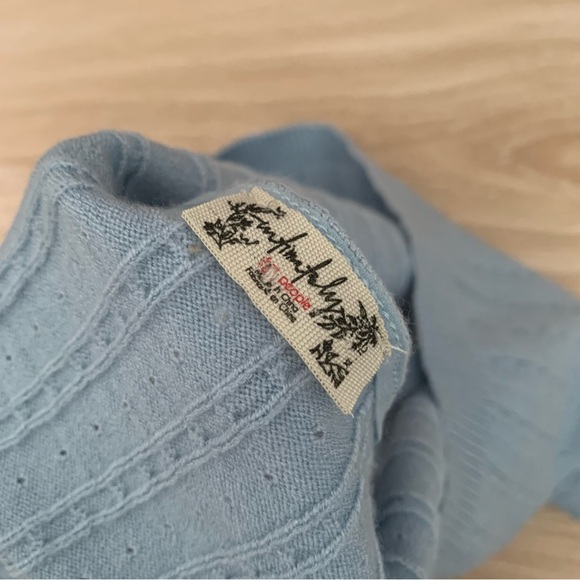 Free People XL Morning Light Ruch Cami Crop Top Crisp Light Baby Blue Coquette - Picture 5 of 8